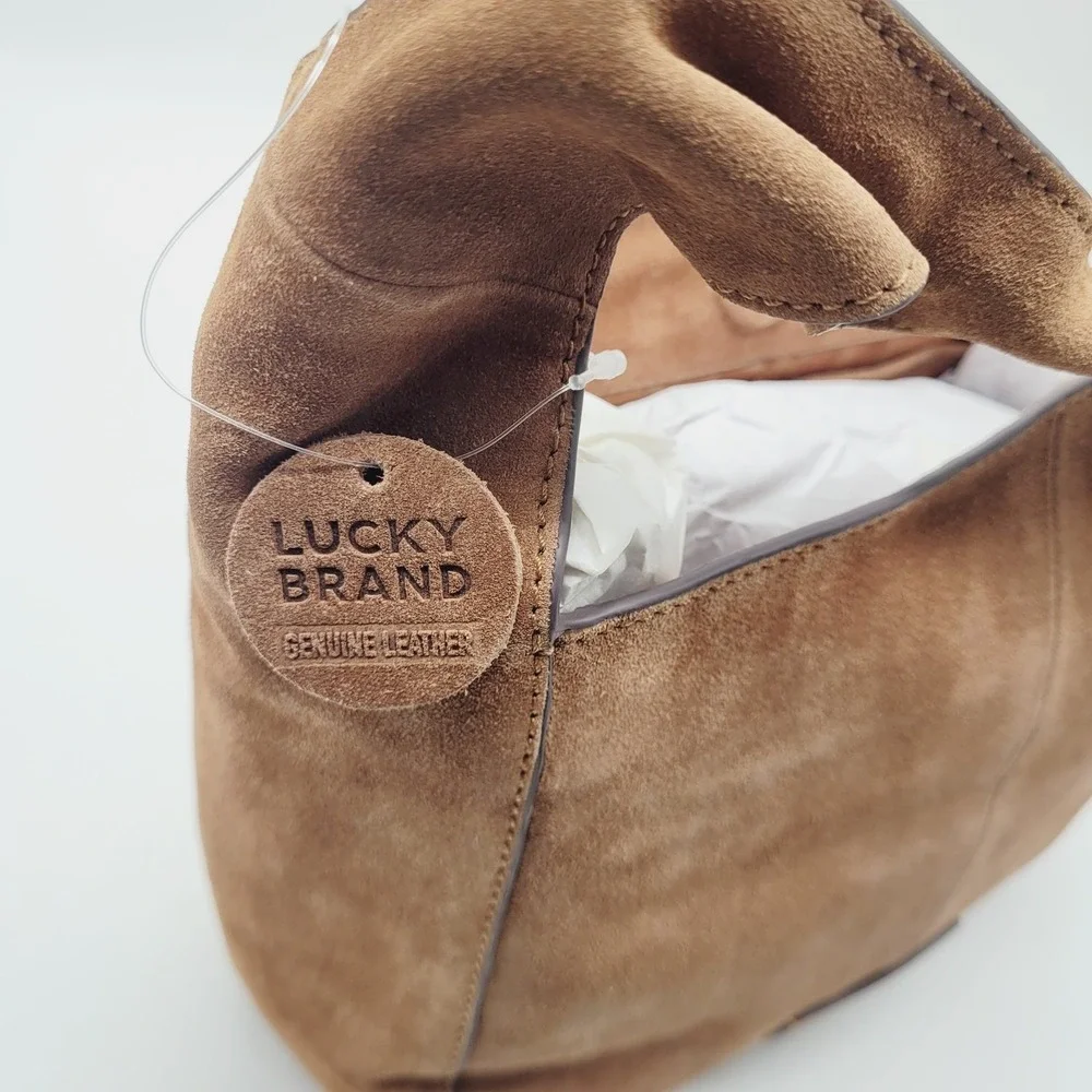 Lucky Brand Suede Bow Shoulder Bag – Honey Tan Medium Women's‎ Handbag - Picture 4 of 5